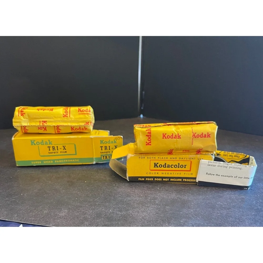 Vintage Camera Film Prop Lot Kodak Kodaslide Kodachrome Tri-X Polaroid Boxed